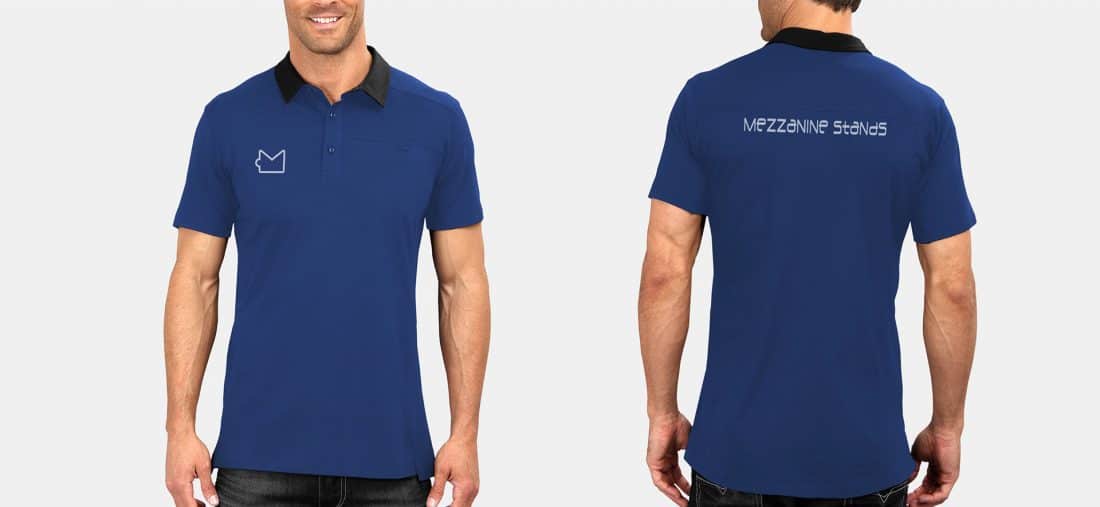 Mezzanine Stands Branding Camisetas de trabajo by Mazzima Agencia Creativa. Branding, Publicidad, Comunicación y Marketing.